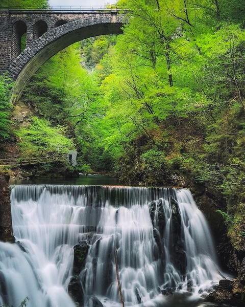 Most na Vintgarju velja za največji v celoti ohranjeni kamniti železniški ločni most v Sloveniji. Foto: Turistično društvo Gorje