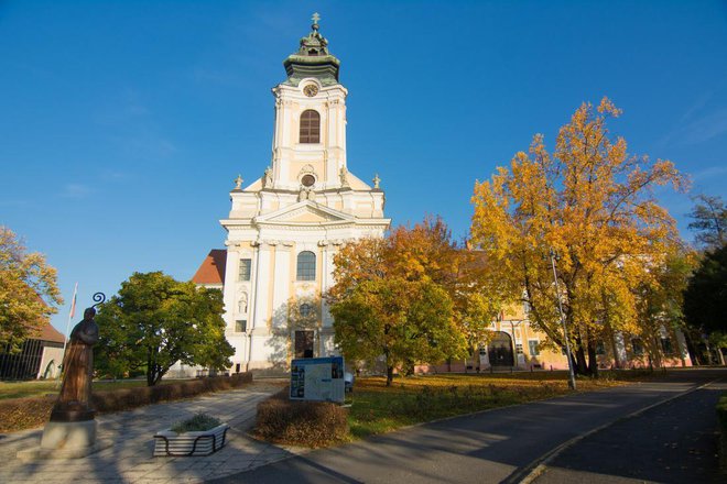 Najbolj prepoznavna znamenitost Monoštra je baročna cerkev Marijinega vnebovzetja. Foto: Sašo Kočevar