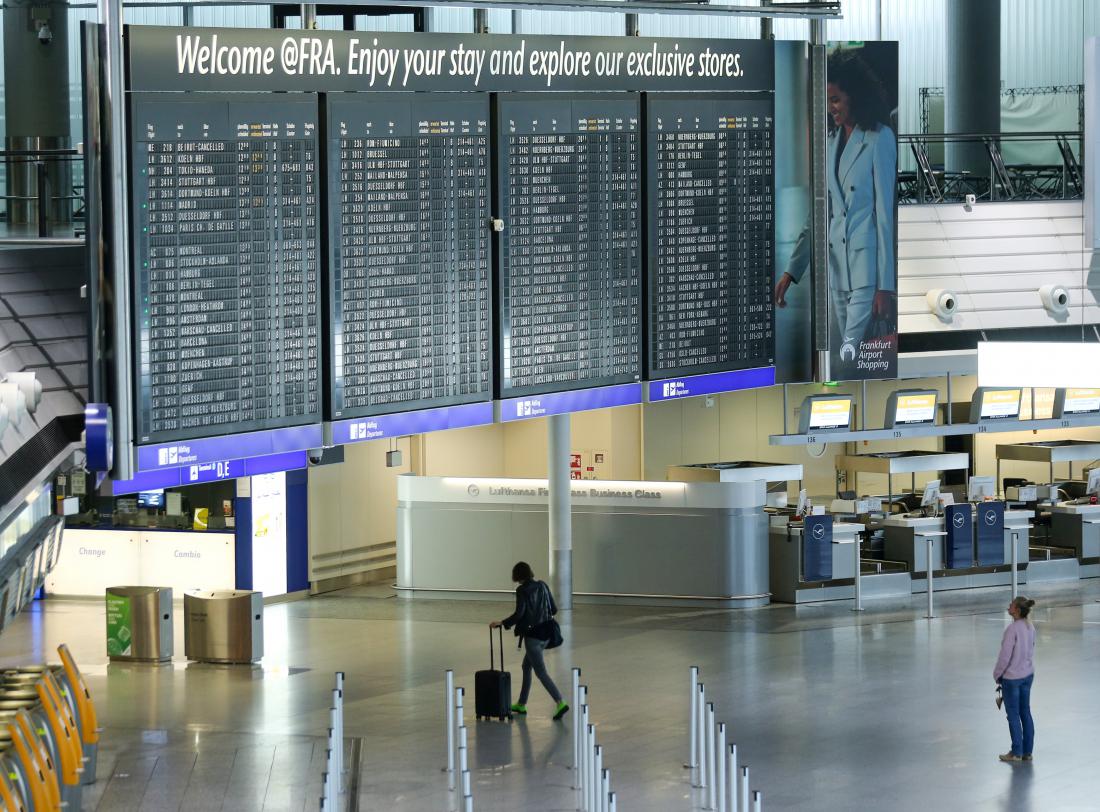 Letališče v Frankfurtu v času epidemije Foto: Reuters